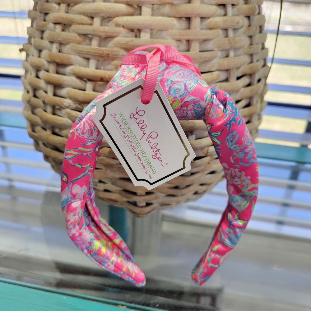 Lilly Pulitzer Shell Me Something Good Headband, Wide Satin Headband Beachy